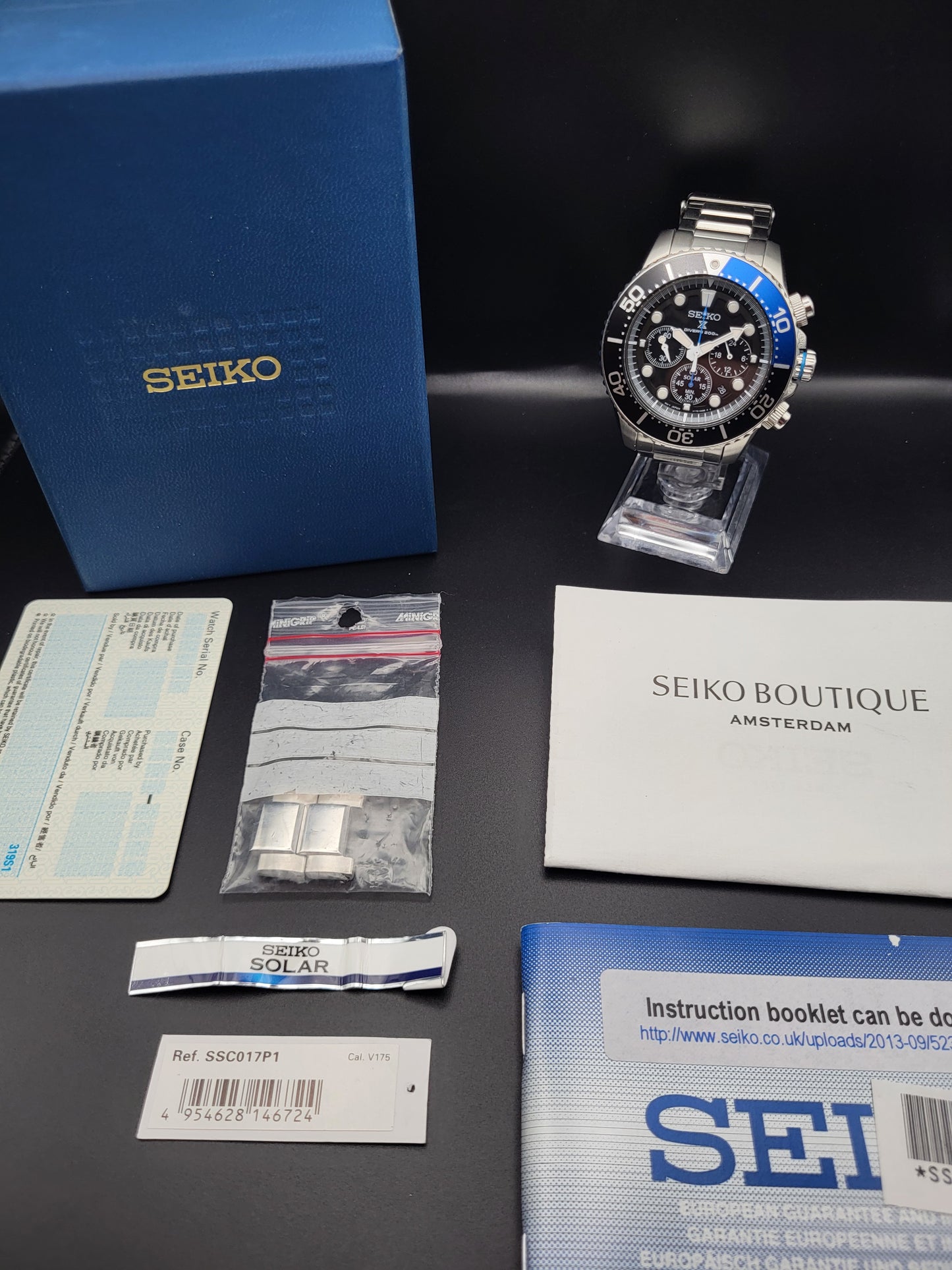 Seiko SSC017 Solar Duiker Chronograph - Full Set - Goede Conditie - Red Robin Watches